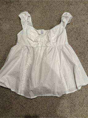 Time and Tru White Ruffled Strap Peplum Tank Top